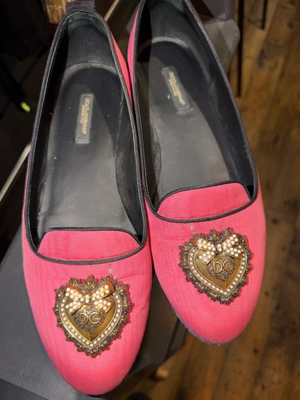 Dolce & Gabbana Pink Silk Flats